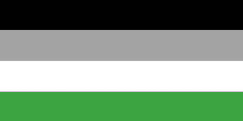 flag with 4 stripes being black, grey, white, and green.