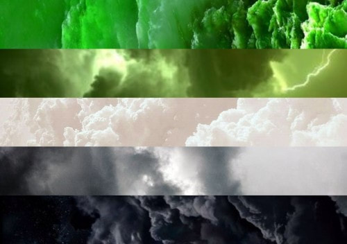 aromantic flag made from images of clouds