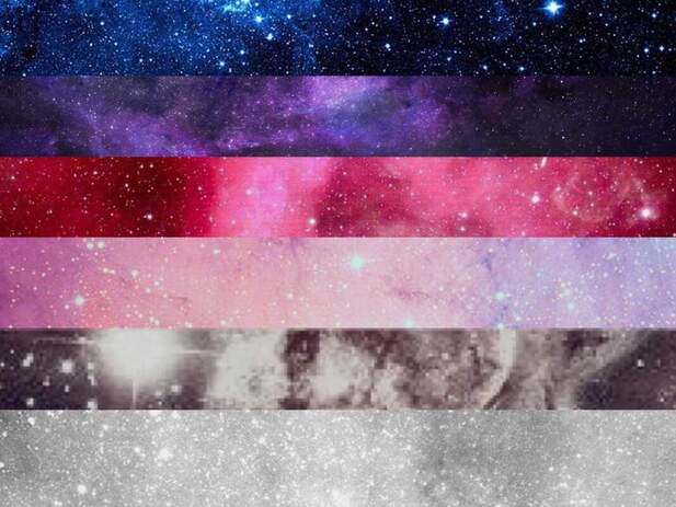 cinthean flag made from photos of space/galaxies corresponding to each appropriate color