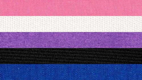 genderfluid flag made from corresponding colors from images of fabrics