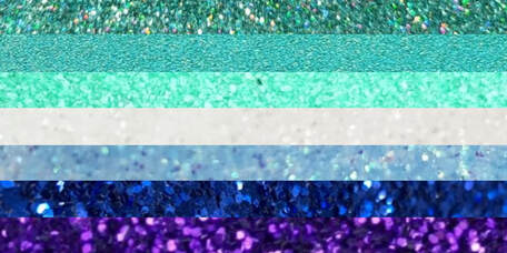 ocean gay aka vincian flag where each color stripe is a different photo of glitter corresponding to each color