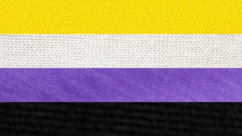 nonbinary flag made from corresponding colors from images of fabrics