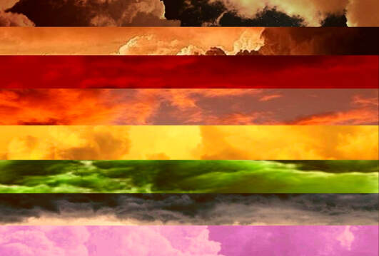 bipoc rainbow flag made from images of clouds