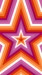 star flag edit with the sunset lesbian flag. There is a tiny star in the middle that is blood orange, and then there are stars bordering it going outward in the colors corresponding to the sunset lesbian flag stripes. This is the one with 7 stripes.