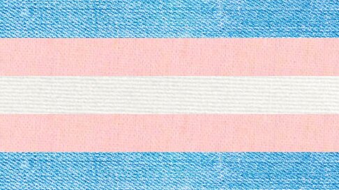 trans flag made from corresponding colors from images of fabrics