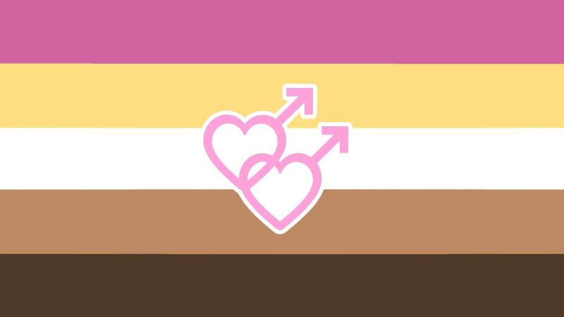 ottertwink flag with just a pink double mars symbol in the center. the circles are instead hearts and there is a white filling and border. 