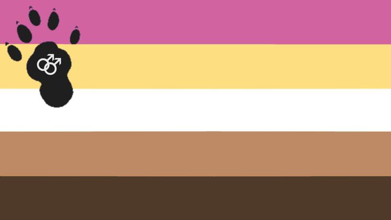 ottertwink flag with a pale black otter pawprint in the lefthand corner of the flag with the double mars mlm symbol in grey on it 