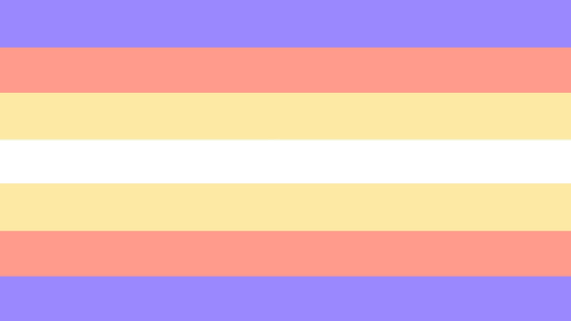 baby blue, coral, pale yellow, white, pale yellow, coral, and baby blue flag with no rose symbol