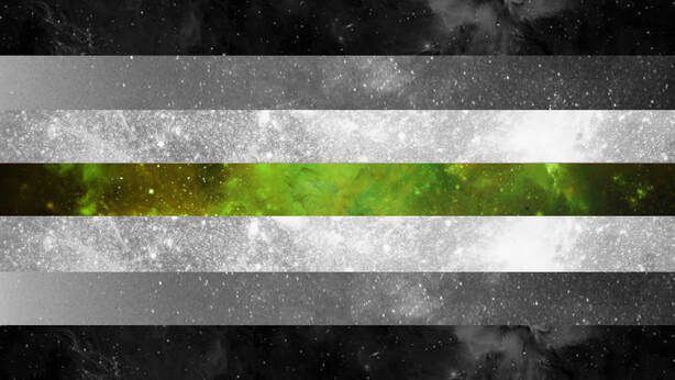agender flag made from photos of space/galaxies corresponding to each appropriate color