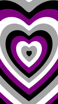 Heart pride flag wallpaper based on the power puff girls. There is a heart in the middle with different colored hearts going outward, each color of this wallpaper being the asexual flag.