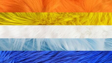 aroace flag with each stripe made of a different image of fur corresponding to each color