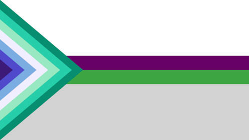 demiaroace flag with the triangle being the ocean gay flag going upward into a triangle shape