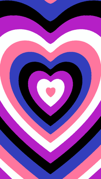 Heart pride flag wallpaper based on the power puff girls. There is a heart in the middle with different colored hearts going outward, each color of this wallpaper being the genderfluid flag.