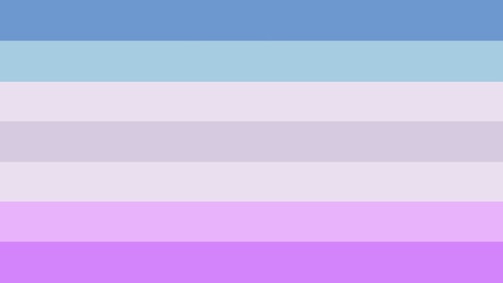 flag with 7 horizontal stripes from top to bottom being blue, light blue, light steel grey, light grey, light steel grey, light purple, and purple. 