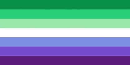flag with 7 stripes being dark green, green, light green, blue, purple, and indigo.
