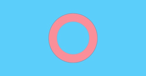 blue background with pink circle outline