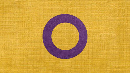 oii yellow/purple intersex flag made from corresponding colors from images of fabrics