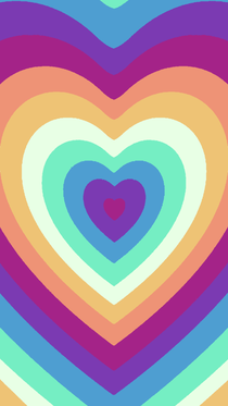Heart pride flag wallpaper based on the power puff girls. There is a heart in the middle with different colored hearts going outward, each color of this wallpaper being the mlm flag.