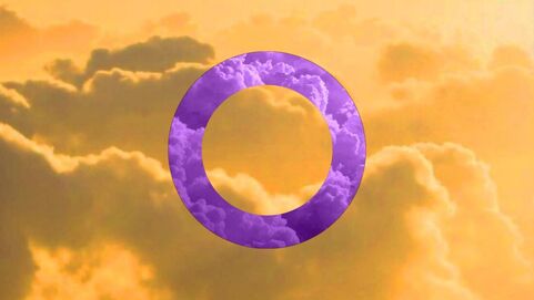 oii purple/yellow intersex flag made from images of clouds. 