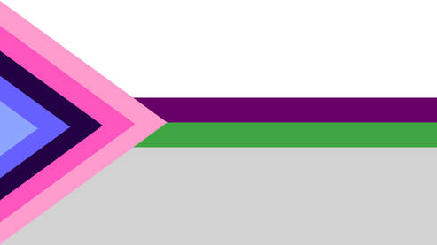 demiaroace flag with the triangle being the omni flag going upward into a triangle shape