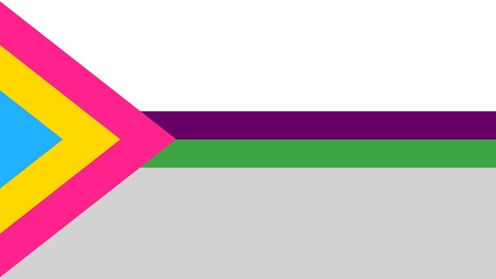 demiaroace flag with the triangle being the pan flag going upward into a triangle shape