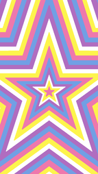 star flag edit with the bigender rainbow flag. There is a tiny star in the middle that is pink, and then there are stars bordering it going outward in the colors corresponding to the bigender flag stripes. This flag is the one that is pink, yellow, white, purple, and blue. 