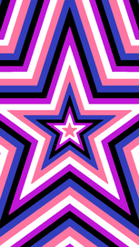 star flag edit with the genderfluid flag. There is a tiny star in the middle that is pink, and then there are stars bordering it going outward in the colors corresponding to the genderfluid flag stripes. 