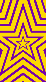 star flag edit with the oii intersex flag. There is a tiny star in the middle that is yellow, and then there are stars bordering it going outward in the colors corresponding to the oii intersex flag stripes. This is the yellow and purple flag, and the yellow parts are double the size than typical and double the size of the purple parts. 