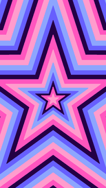 star flag edit with the omni flag. There is a tiny star in the middle that is light pink, and then there are stars bordering it going outward in the colors corresponding to the omni flag stripes. 