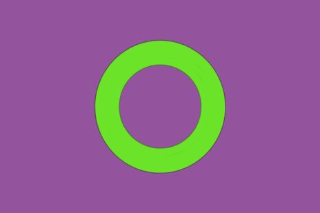 Purple background with green bold circle in the center