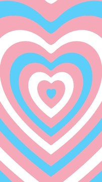 Heart pride flag wallpaper based on the power puff girls. There is a heart in the middle with different colored hearts going outward, each color of this wallpaper being the trans flag.