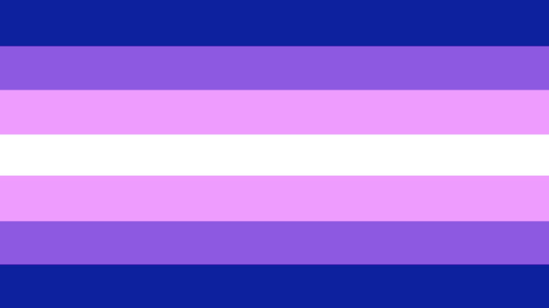 dark blue, muted purple, lilac, white, lilac, muted purple, and dark blue flag with no rose symbol