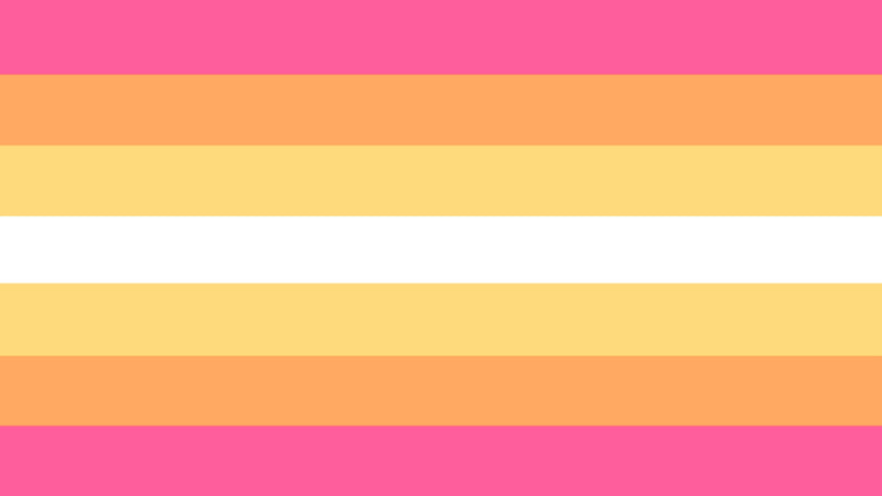 pink, orange, gold, white, gold, orange, and pink flag with no rose symbol
