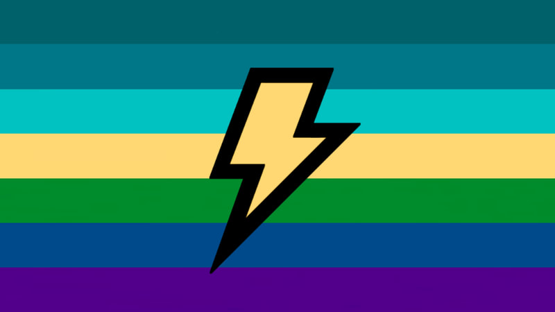 flag version that has muddy yellow lightening bolt with black border around the bolt